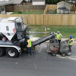 Fiber optic installation with volumetric truck