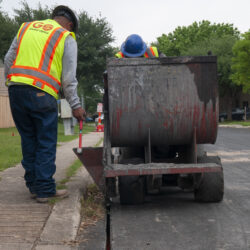 Fiber optic installation with volumetric truck