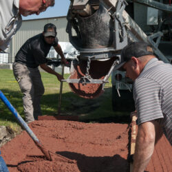 Color concrete pour with C60 volumetric truck