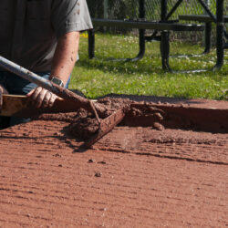 Color concrete pour with C60 volumetric truck