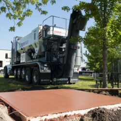 Color concrete pour with C60 volumetric truck