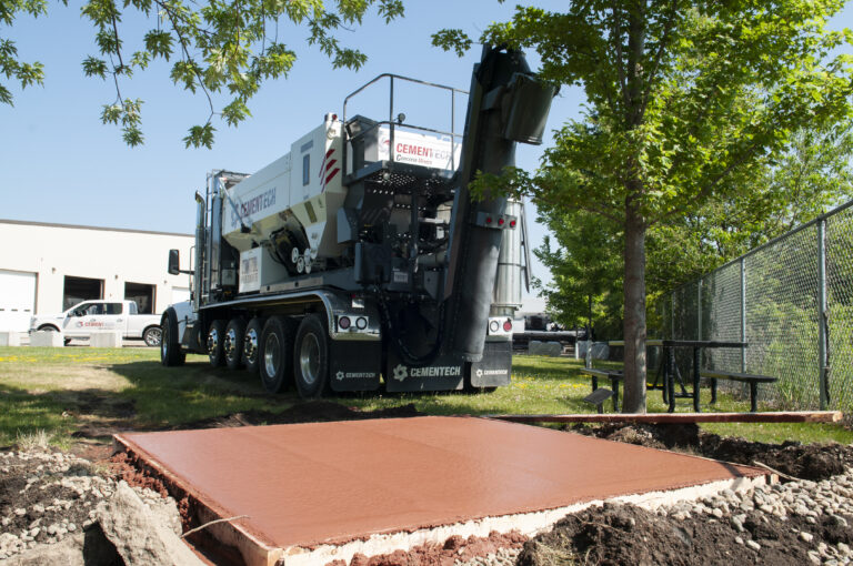 Color concrete pour with C60 volumetric truck